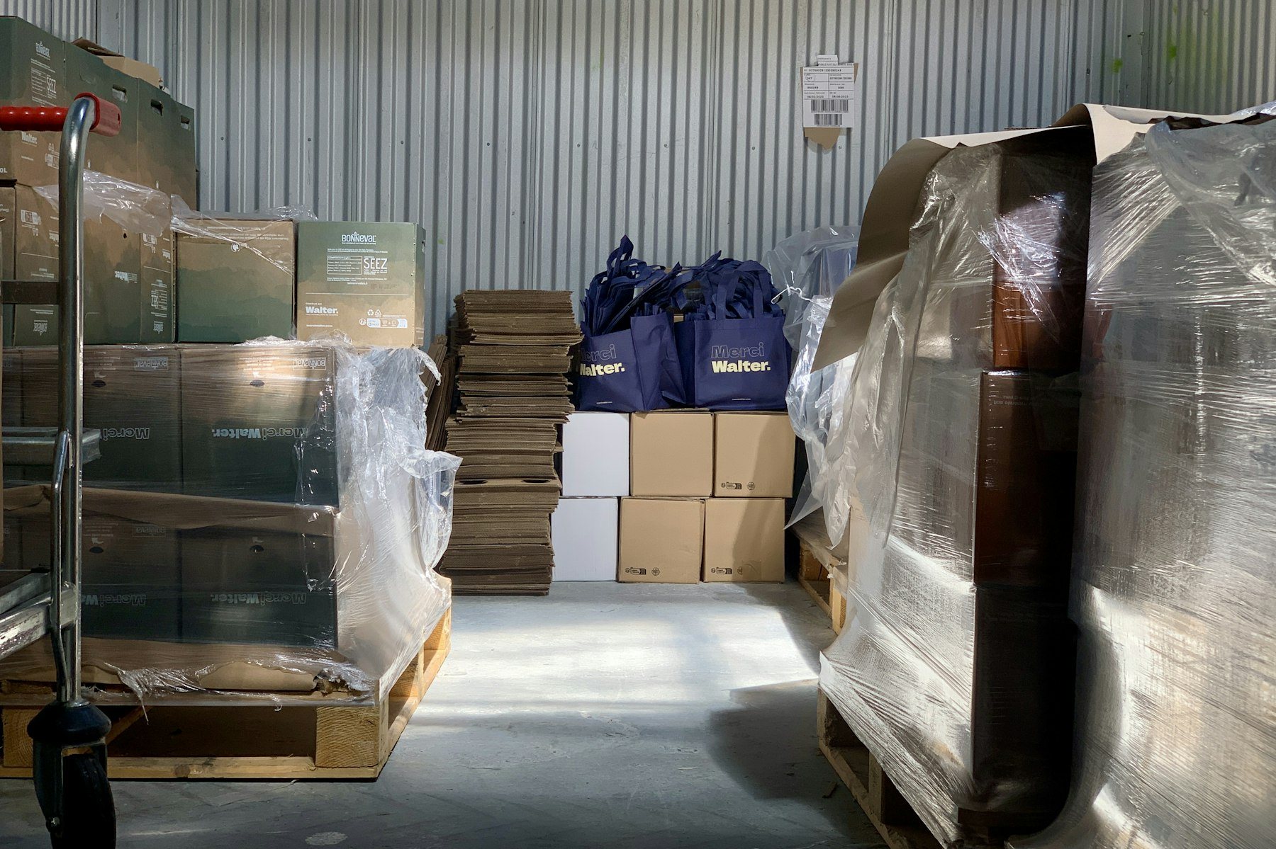 A warehouse full of packed orders