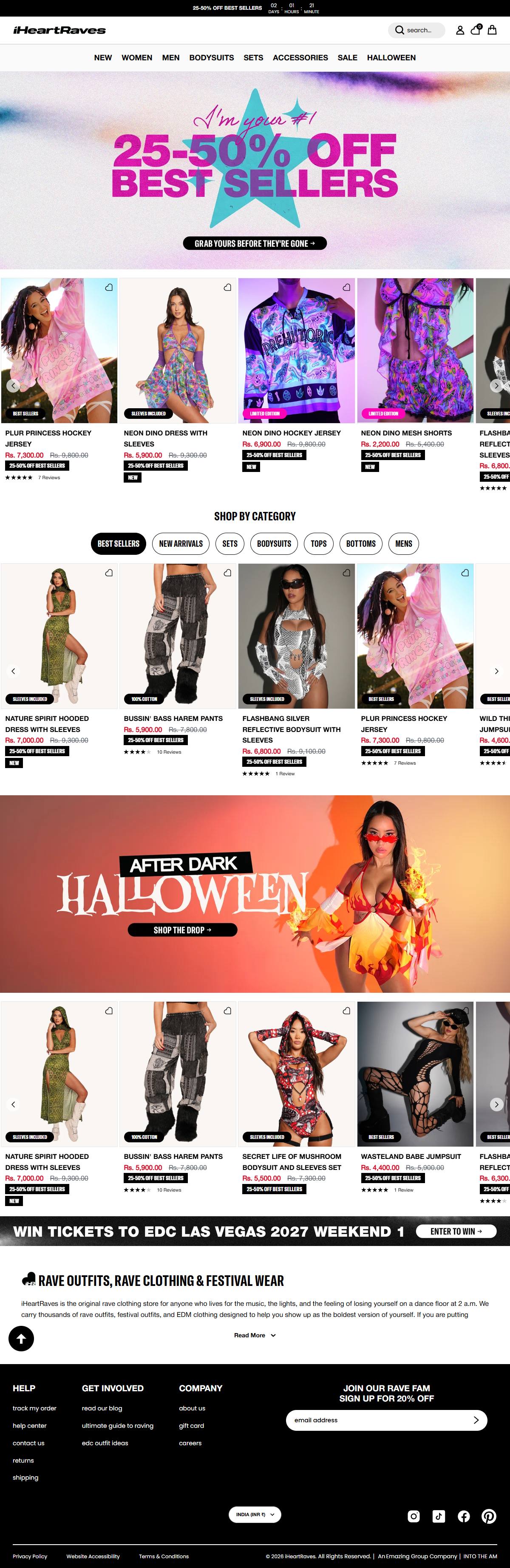 iHeartRaves storefront on desktop