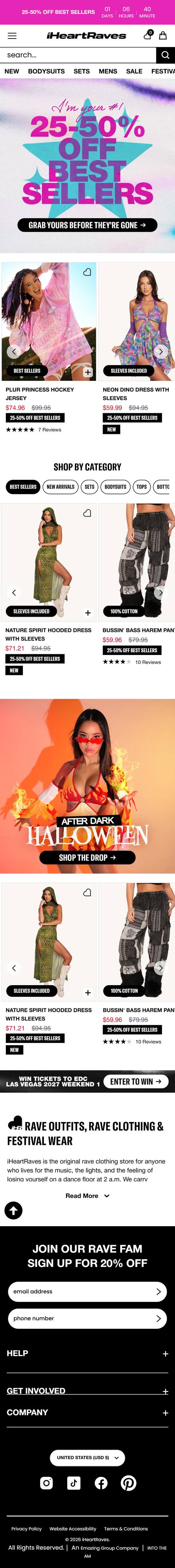 iHeartRaves storefront on a phone