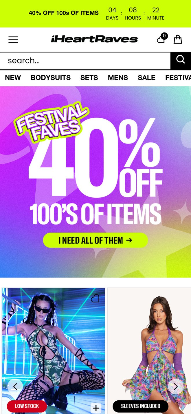 iHeartRaves store on a phone