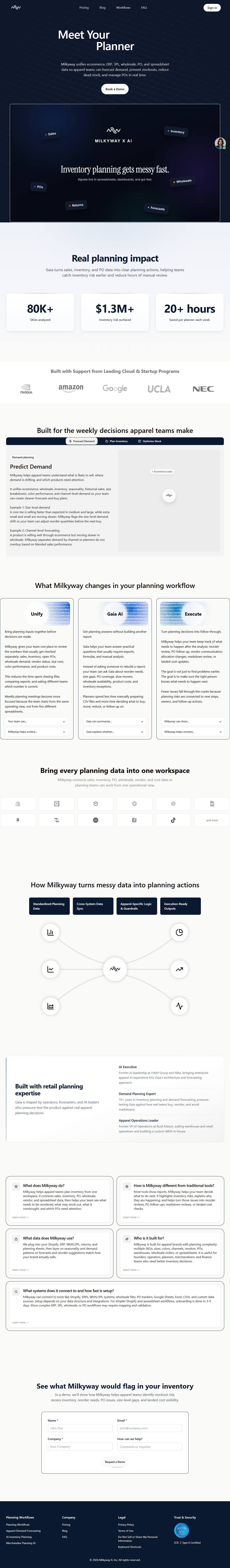 Milkyway X AI storefront on desktop