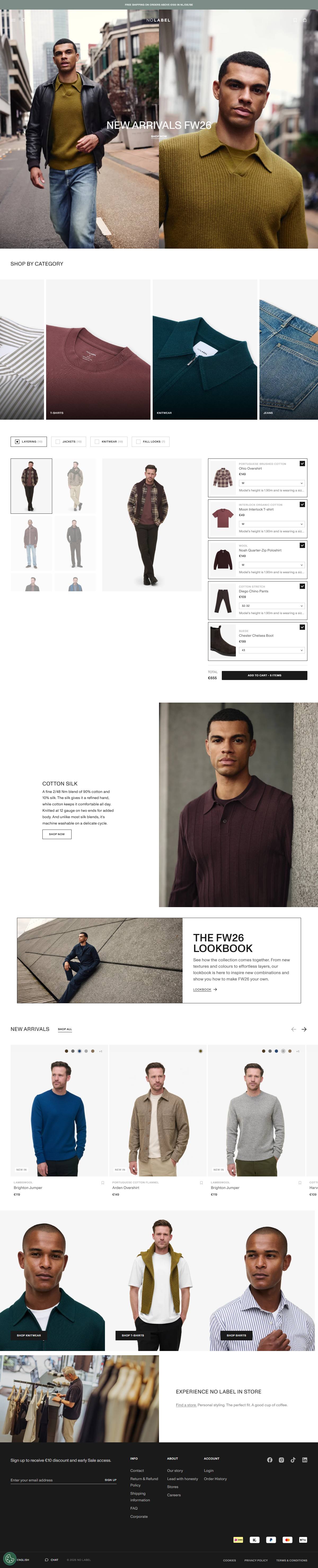 No Label storefront on desktop