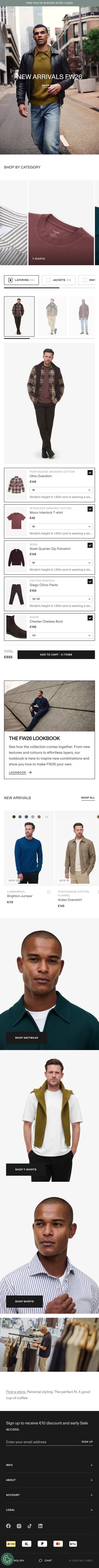 No Label storefront on a phone