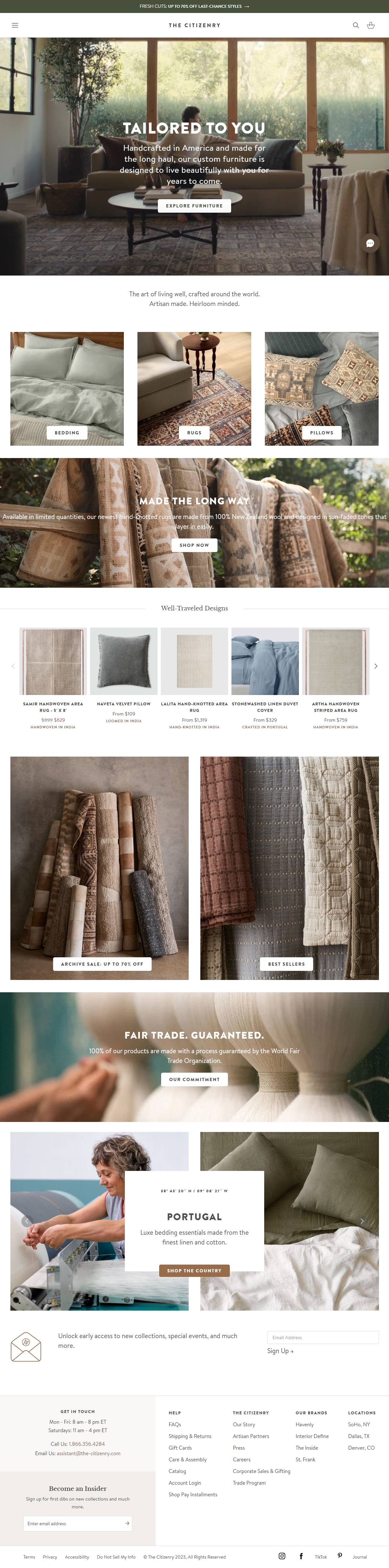 The Citizenry storefront on desktop